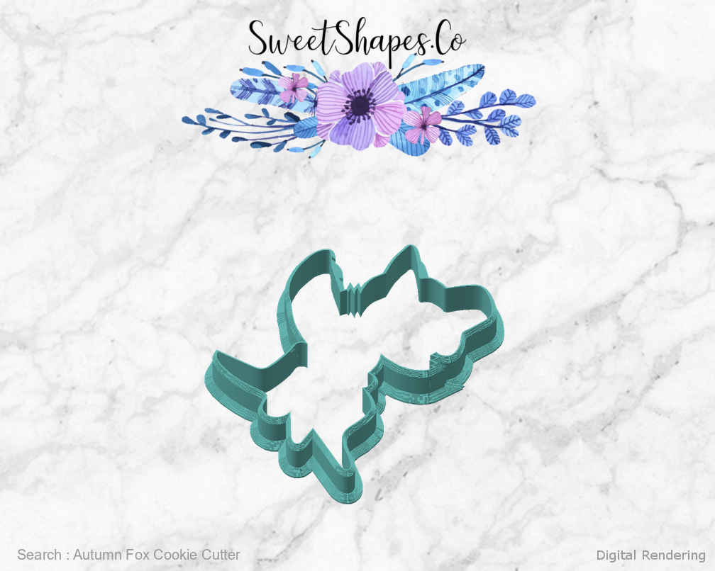 Autumn Fox Cookie Cutter — angled front view