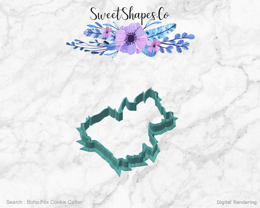 Boho Fox Cookie Cutter — angled front view