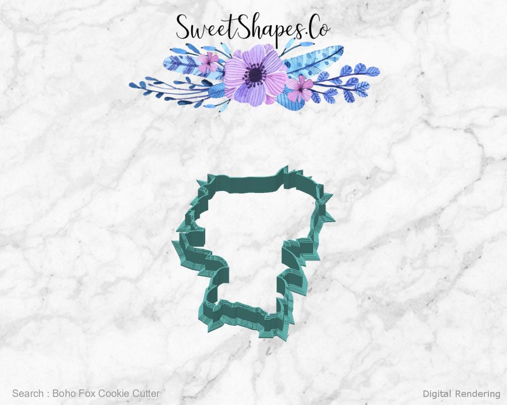 Boho Fox Cookie Cutter — back view