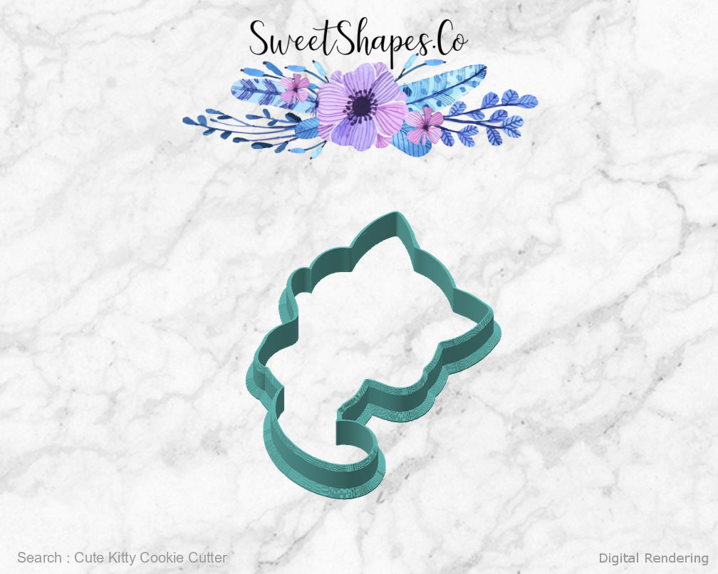 Cute Kitty Cookie Cutter — angled front view