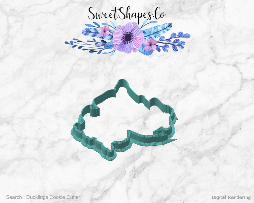 Ducklings Cookie Cutter — angled front view