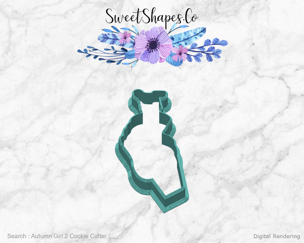 Autumn Girl 2 Cookie Cutter — back view