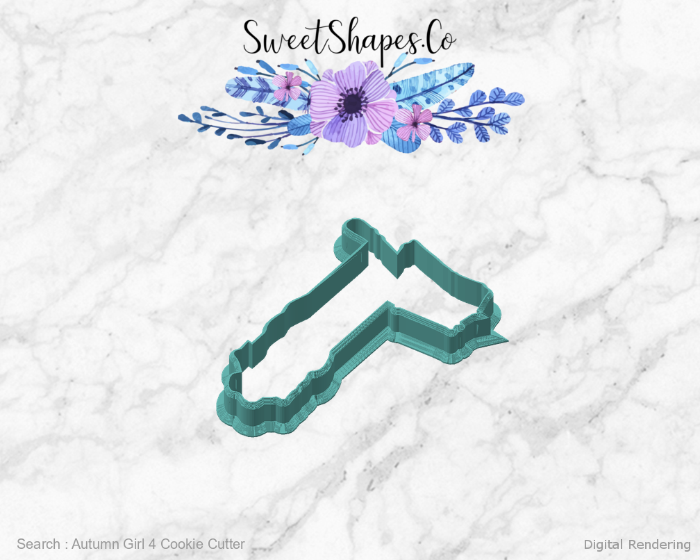 Autumn Girl 4 Cookie Cutter — angled front view