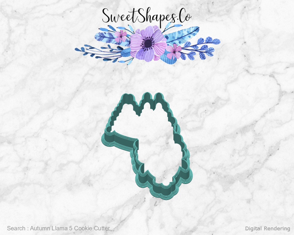 Autumn Llama 5 Cookie Cutter — back view