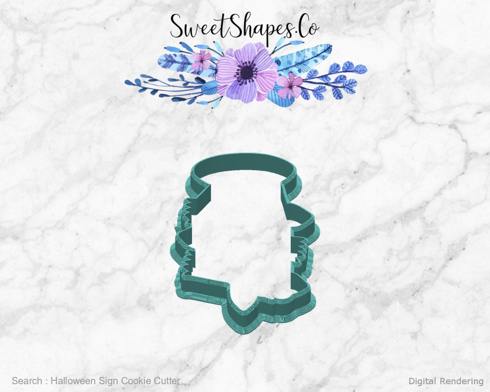 Halloween Sign Cookie Cutter — back view