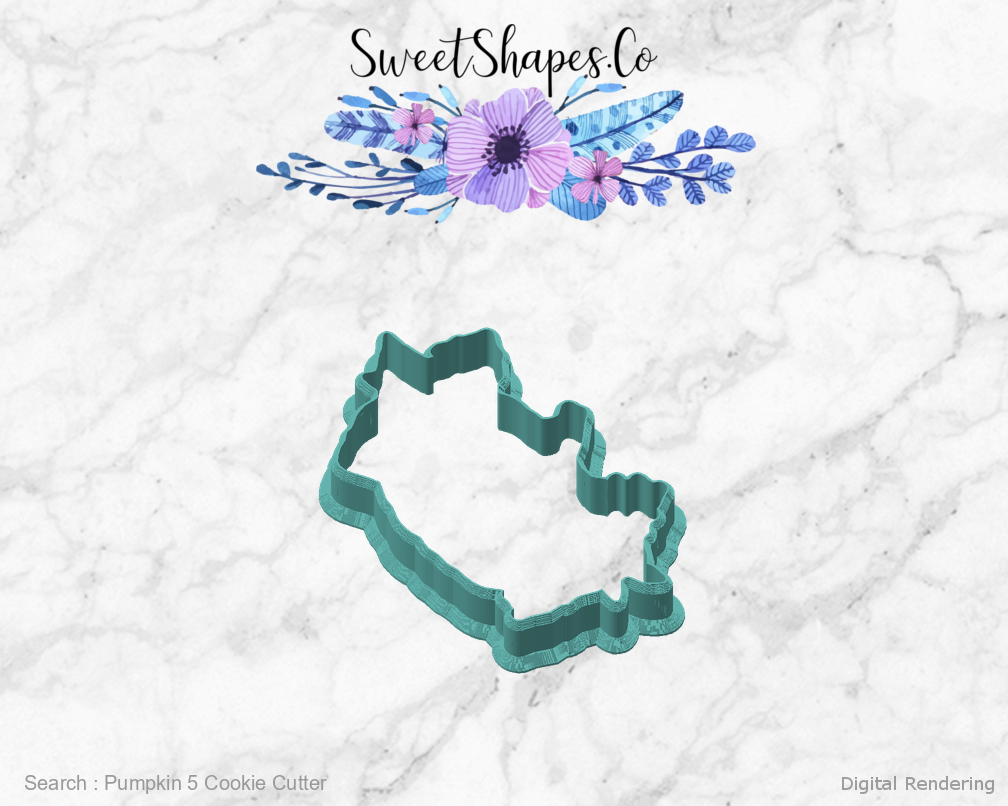 Pumpkin 5 Cookie Cutter — angled front view