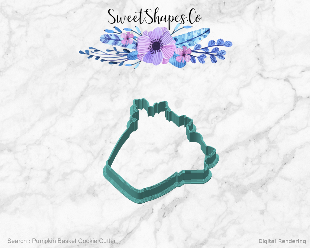 Pumpkin Basket Cookie Cutter — angled front view