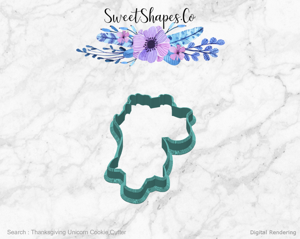Thanksgiving Unicorn Cookie Cutter — back view