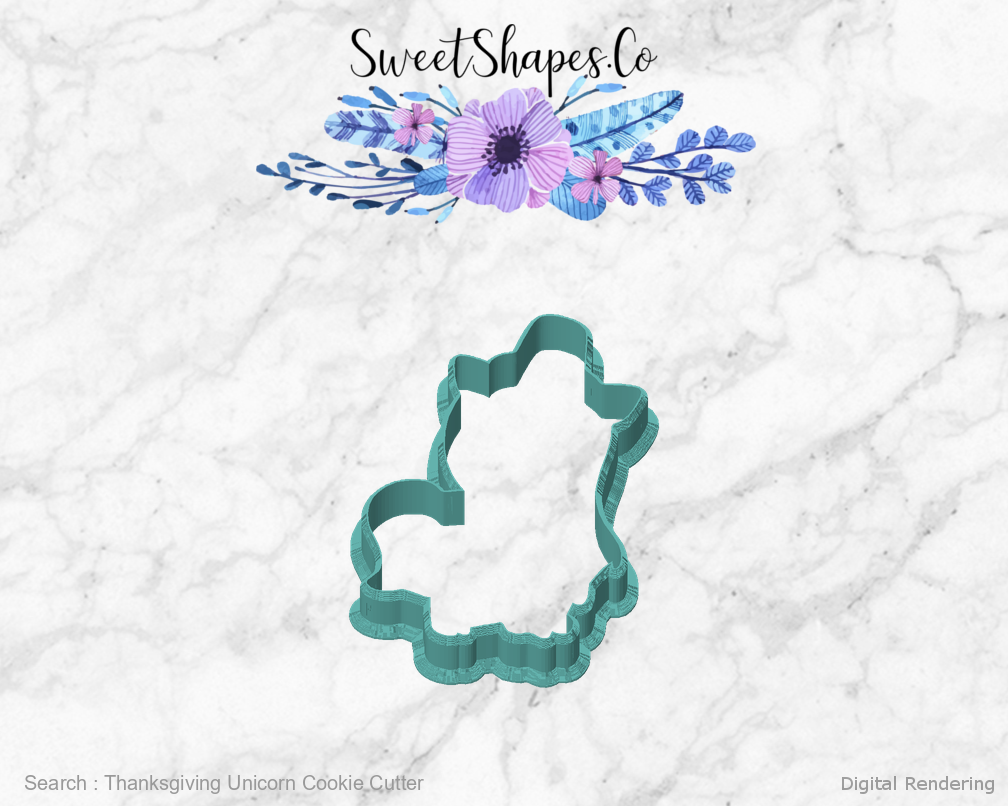 Thanksgiving Unicorn Cookie Cutter — front view