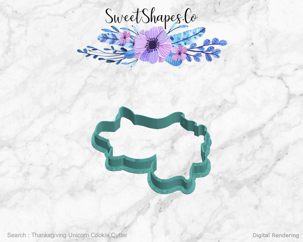 Thanksgiving Unicorn Cookie Cutter — left view