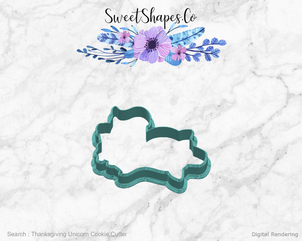 Thanksgiving Unicorn Cookie Cutter — right view