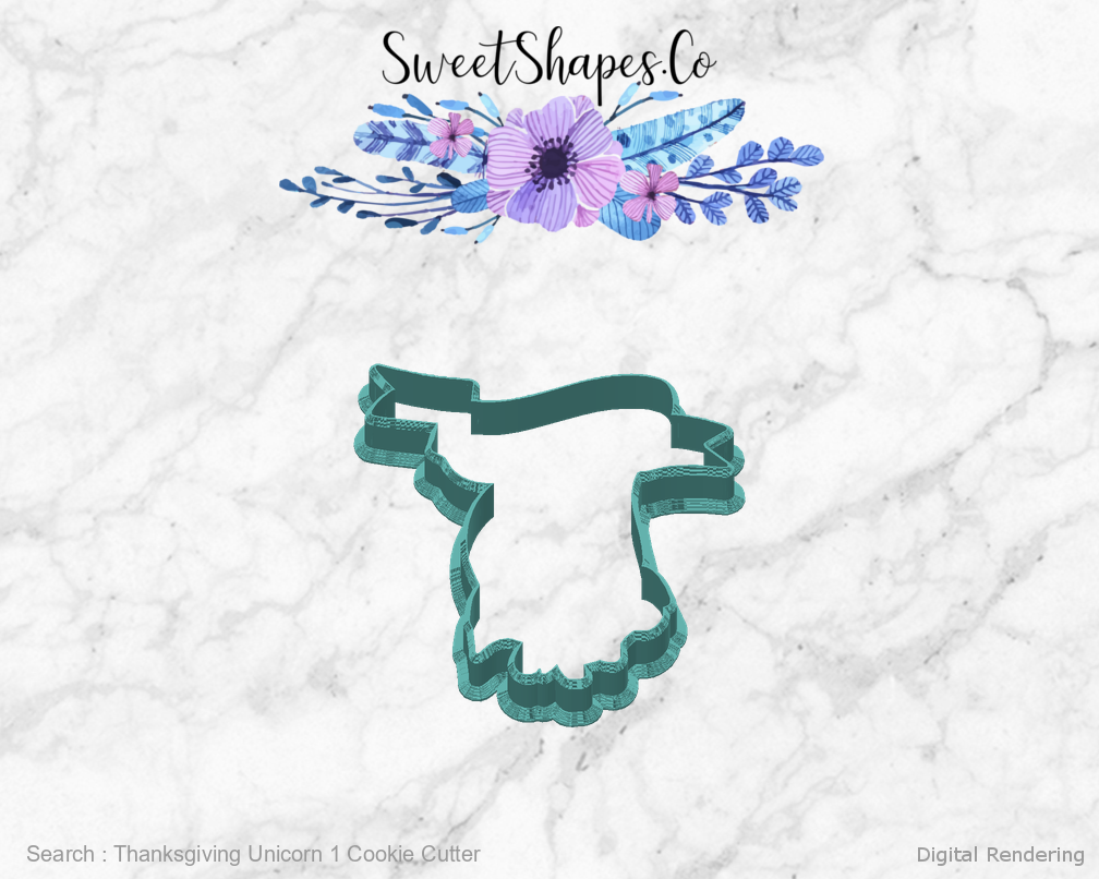 Thanksgiving Unicorn 1 Cookie Cutter — back view