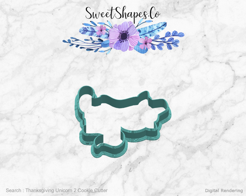Thanksgiving Unicorn 2 Cookie Cutter — right view