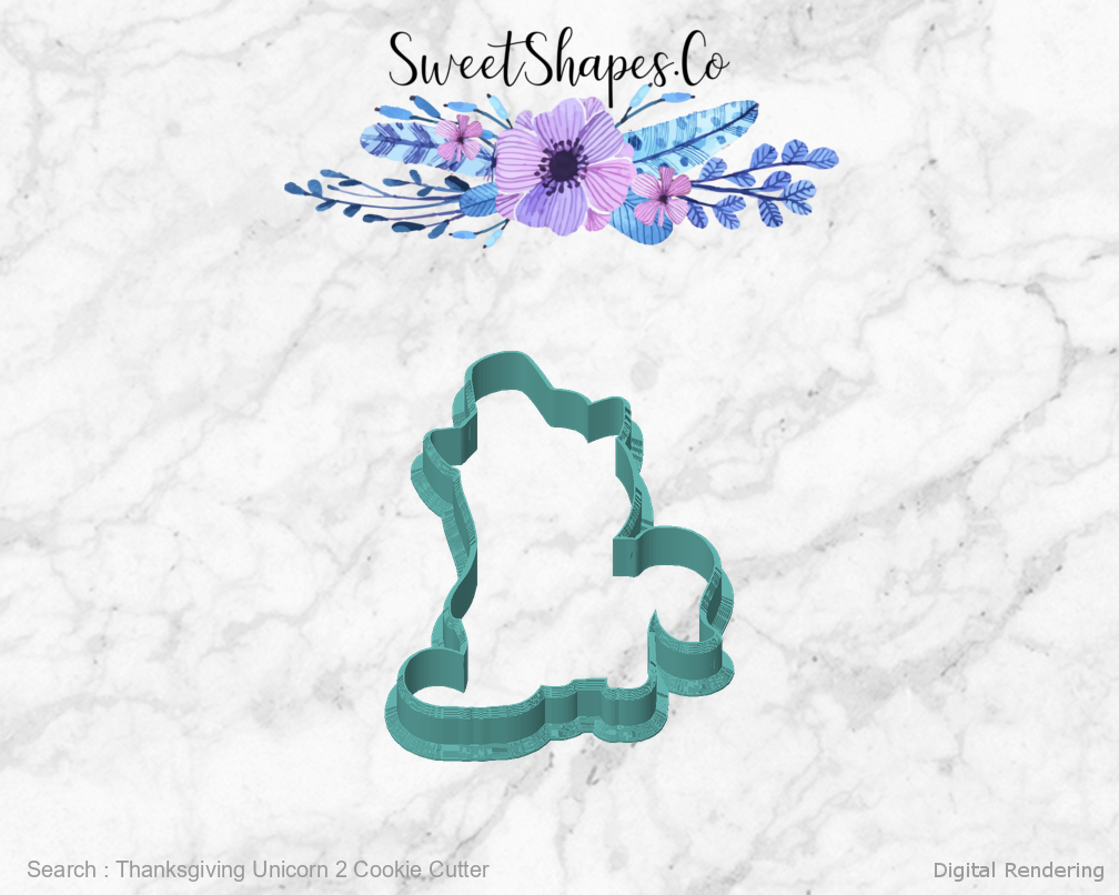 Thanksgiving Unicorn 2 Cookie Cutter — front view
