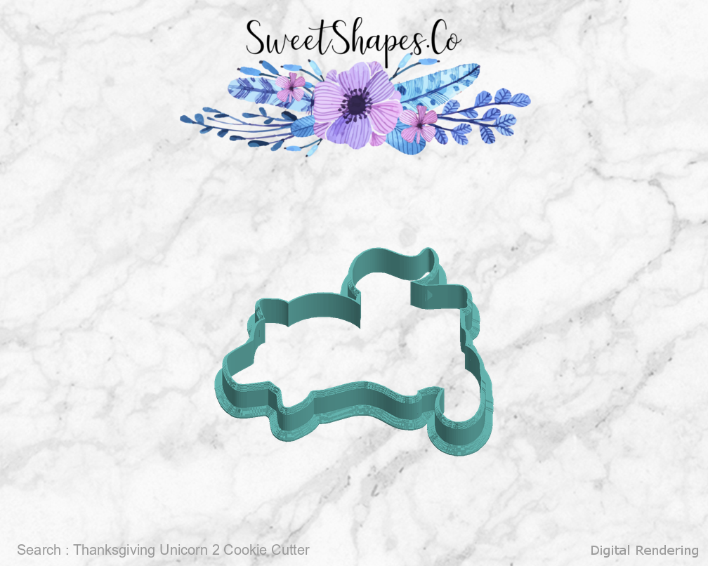 Thanksgiving Unicorn 2 Cookie Cutter — left view
