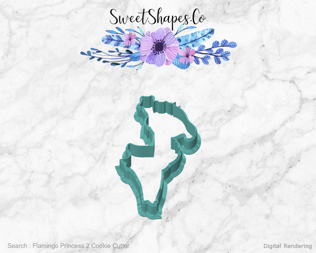 Flamingo Princess 2 Cookie Cutter — front view