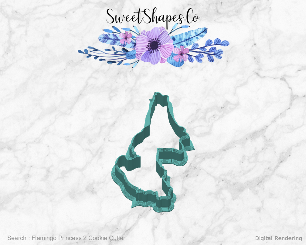 Flamingo Princess 2 Cookie Cutter — back view
