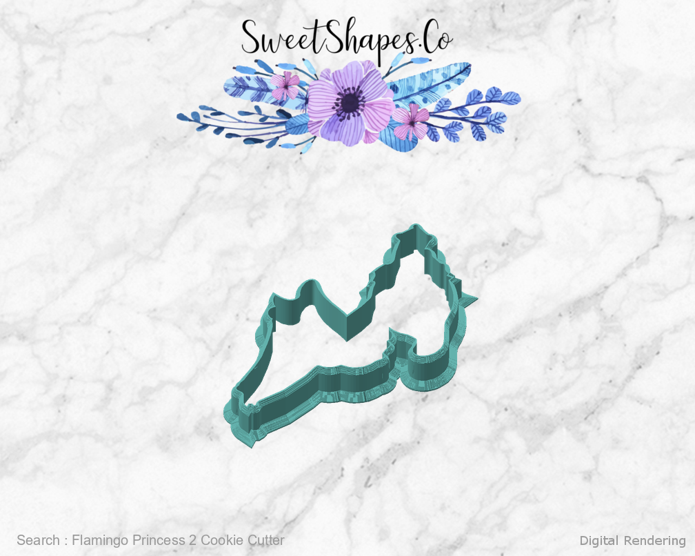 Flamingo Princess 2 Cookie Cutter — angled front view
