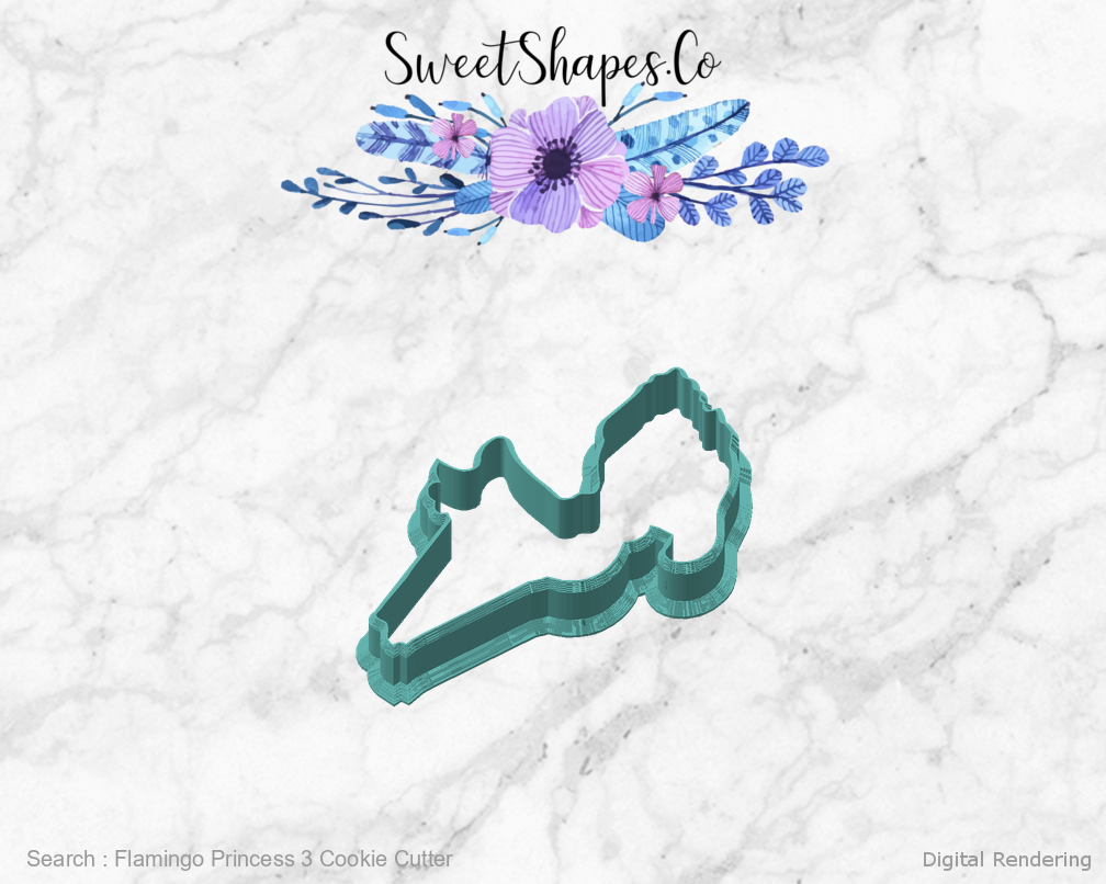 Flamingo Princess 3 Cookie Cutter — angled front view