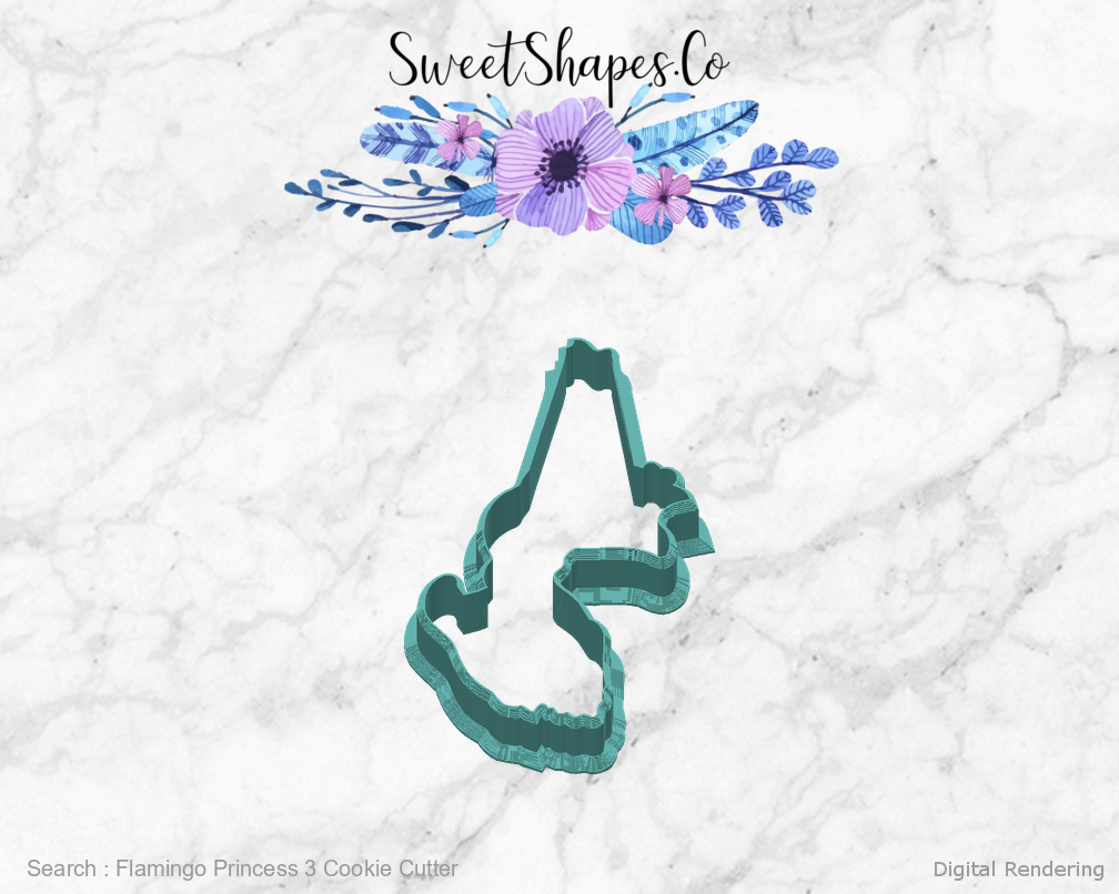 Flamingo Princess 3 Cookie Cutter — back view