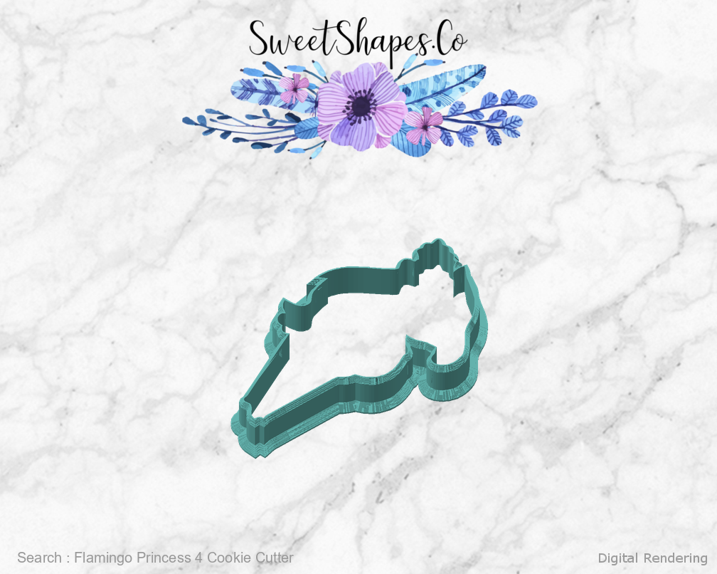 Flamingo Princess 4 Cookie Cutter — angled front view