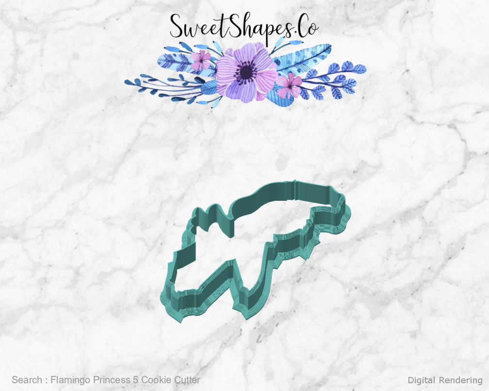 Flamingo Princess 5 Cookie Cutter — angled front view