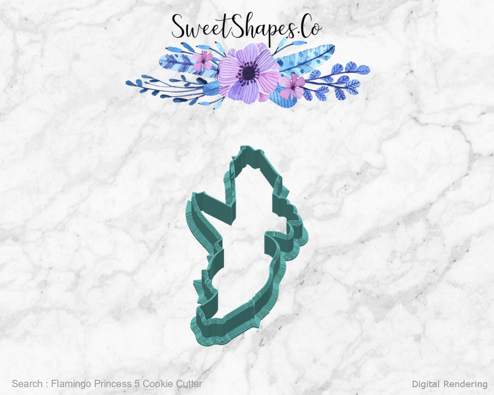 Flamingo Princess 5 Cookie Cutter — back view
