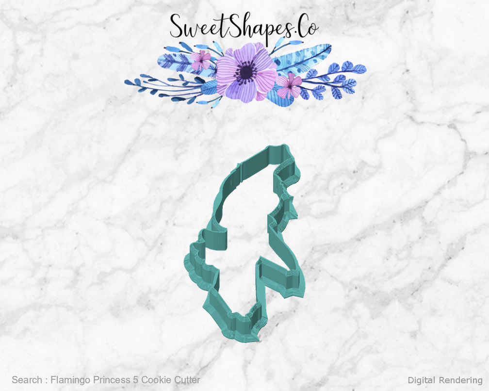 Flamingo Princess 5 Cookie Cutter — front view