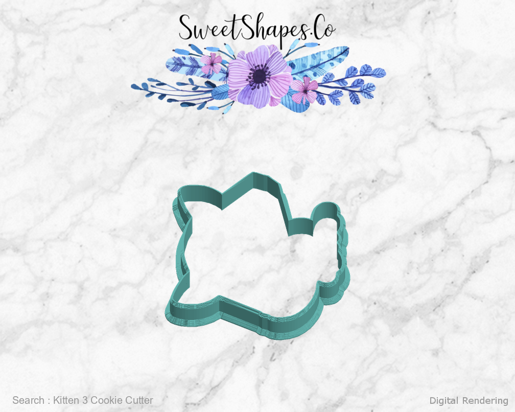 Kitten 3 Cookie Cutter — left view