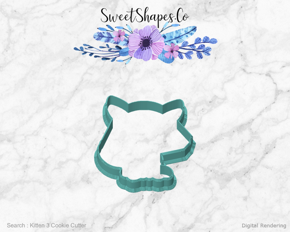 Kitten 3 Cookie Cutter — front view