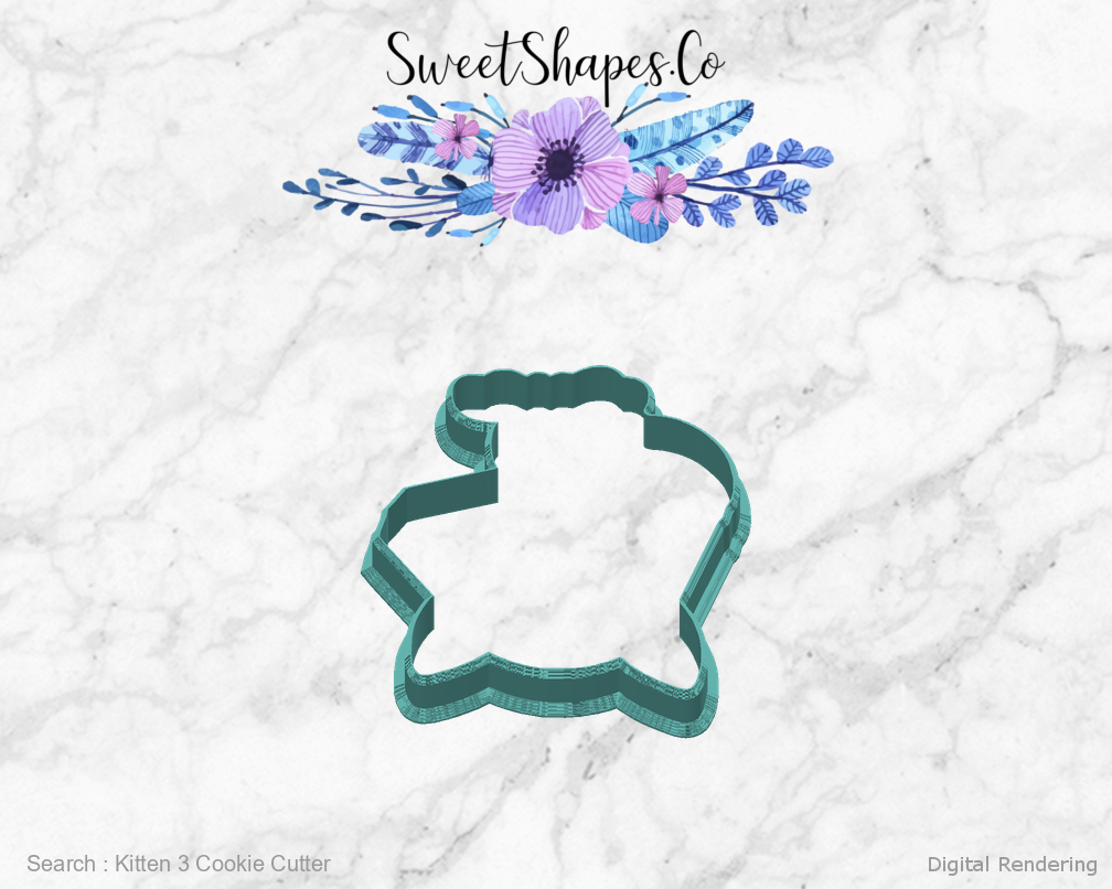 Kitten 3 Cookie Cutter — back view