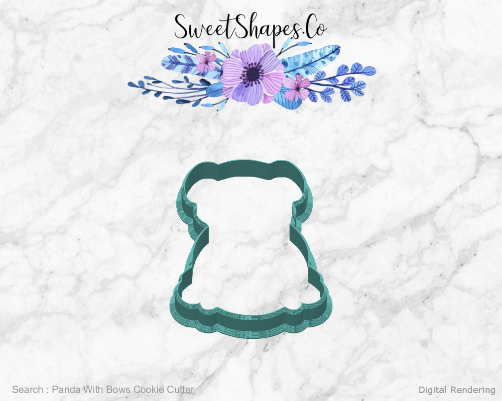 Panda With Bows Cookie Cutter — back view