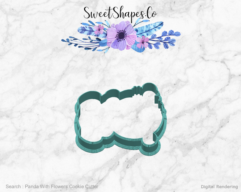 Panda With Flowers Cookie Cutter — right view