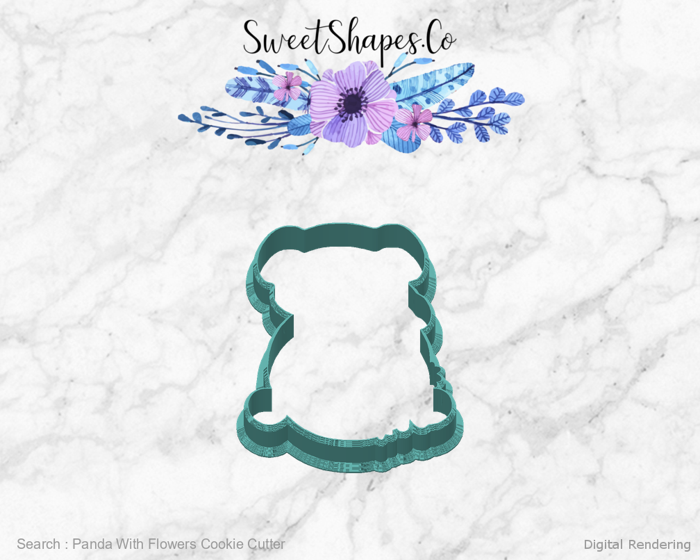 Panda With Flowers Cookie Cutter — back view