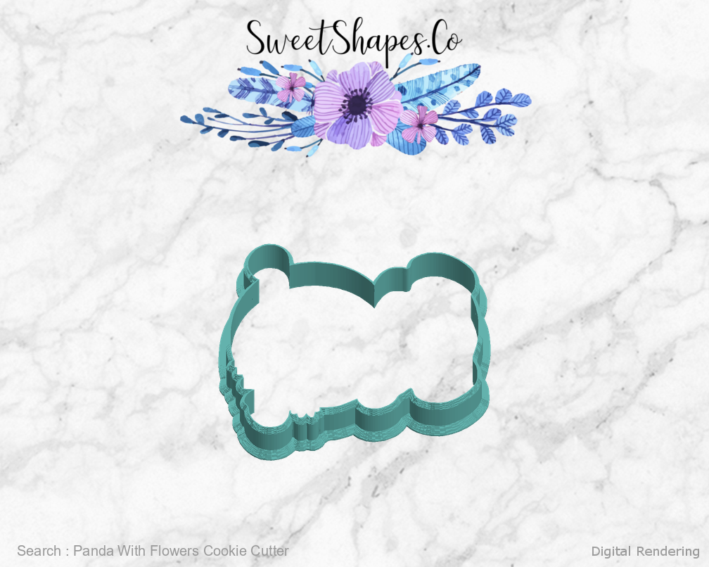 Panda With Flowers Cookie Cutter — left view