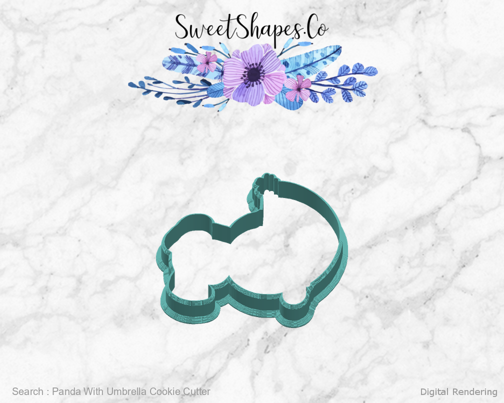 Panda With Umbrella Cookie Cutter — right view