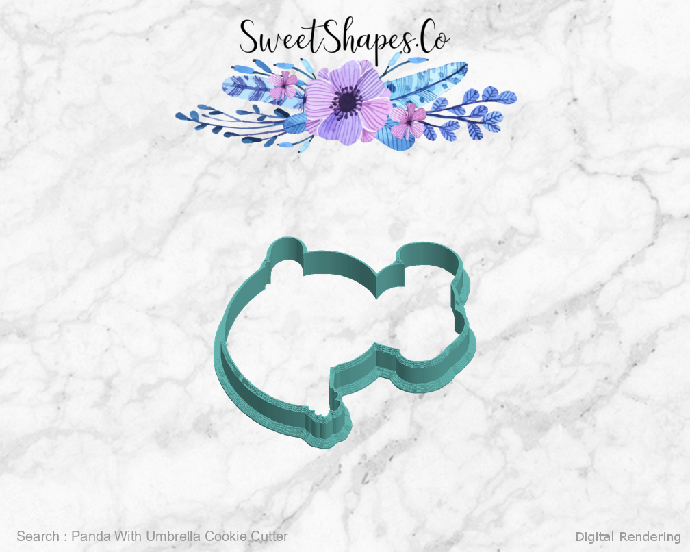Panda With Umbrella Cookie Cutter — left view