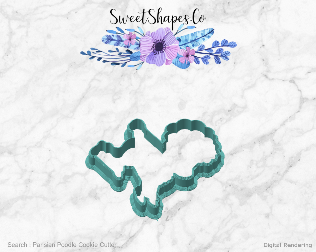 Parisian Poodle Cookie Cutter — angled front view