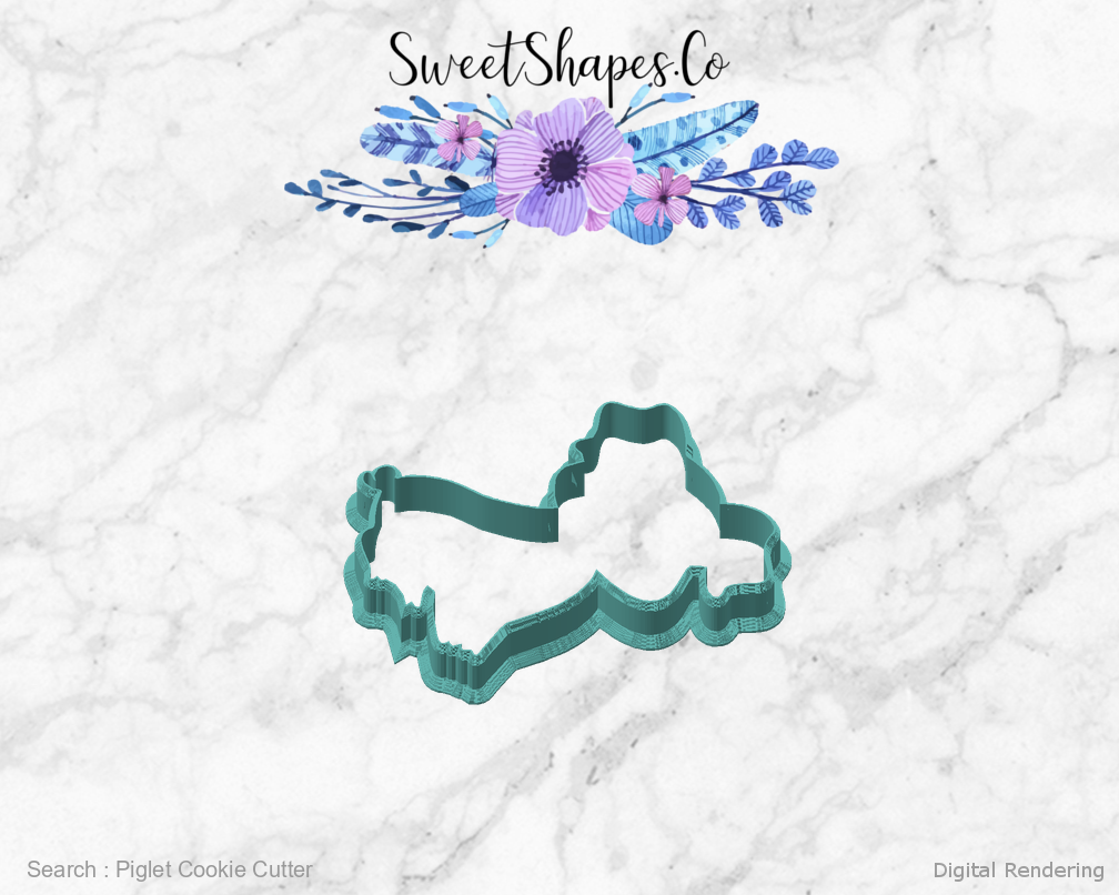 Piglet Cookie Cutter — angled front view