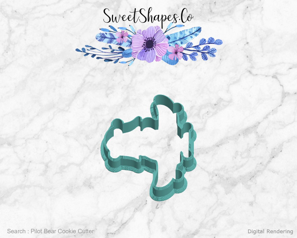 Pilot Bear Cookie Cutter — left view