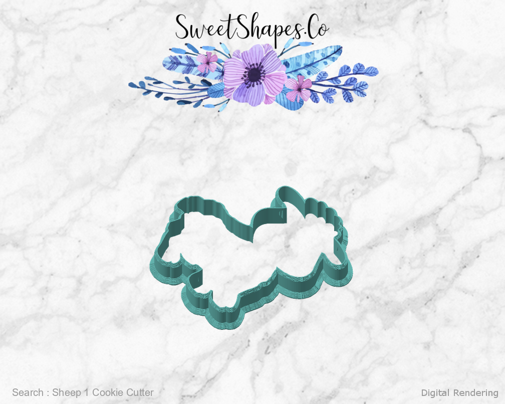 Sheep 1 Cookie Cutter — angled front view