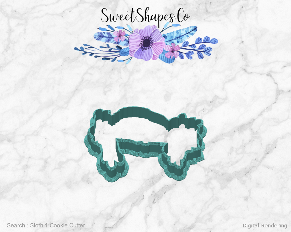 Sloth 1 Cookie Cutter — back view