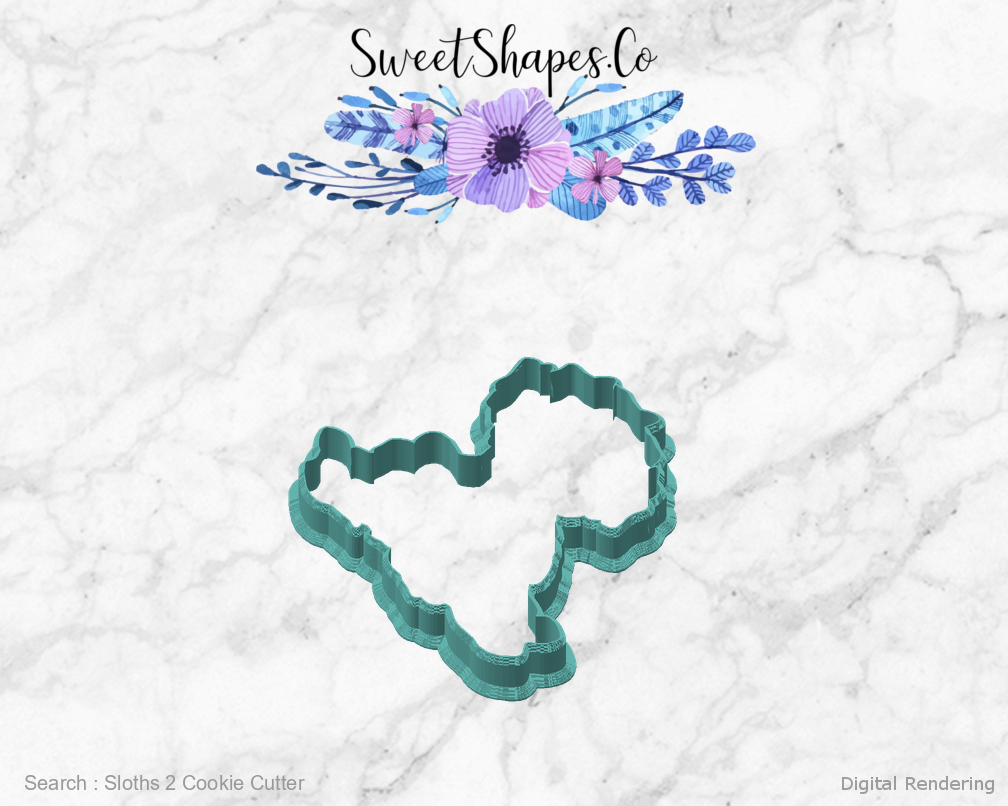 Sloths 2 Cookie Cutter — angled front view