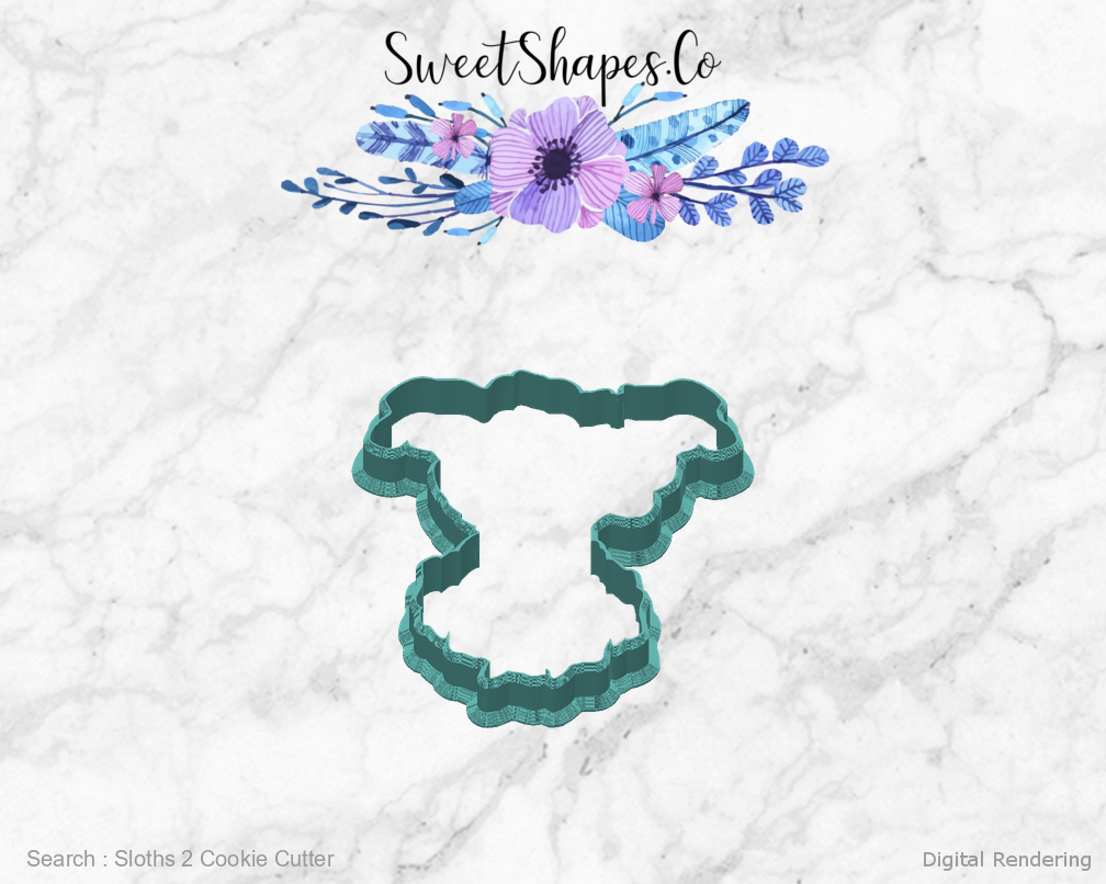 Sloths 2 Cookie Cutter — back view