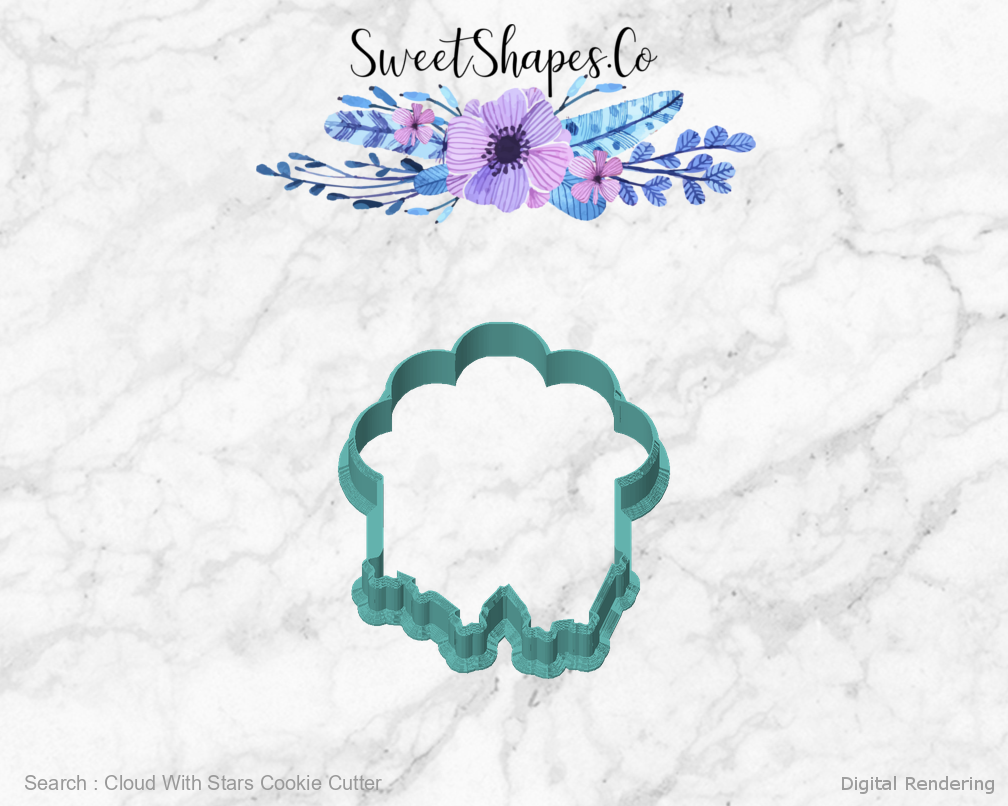 Cloud With Stars Cookie Cutter — front view