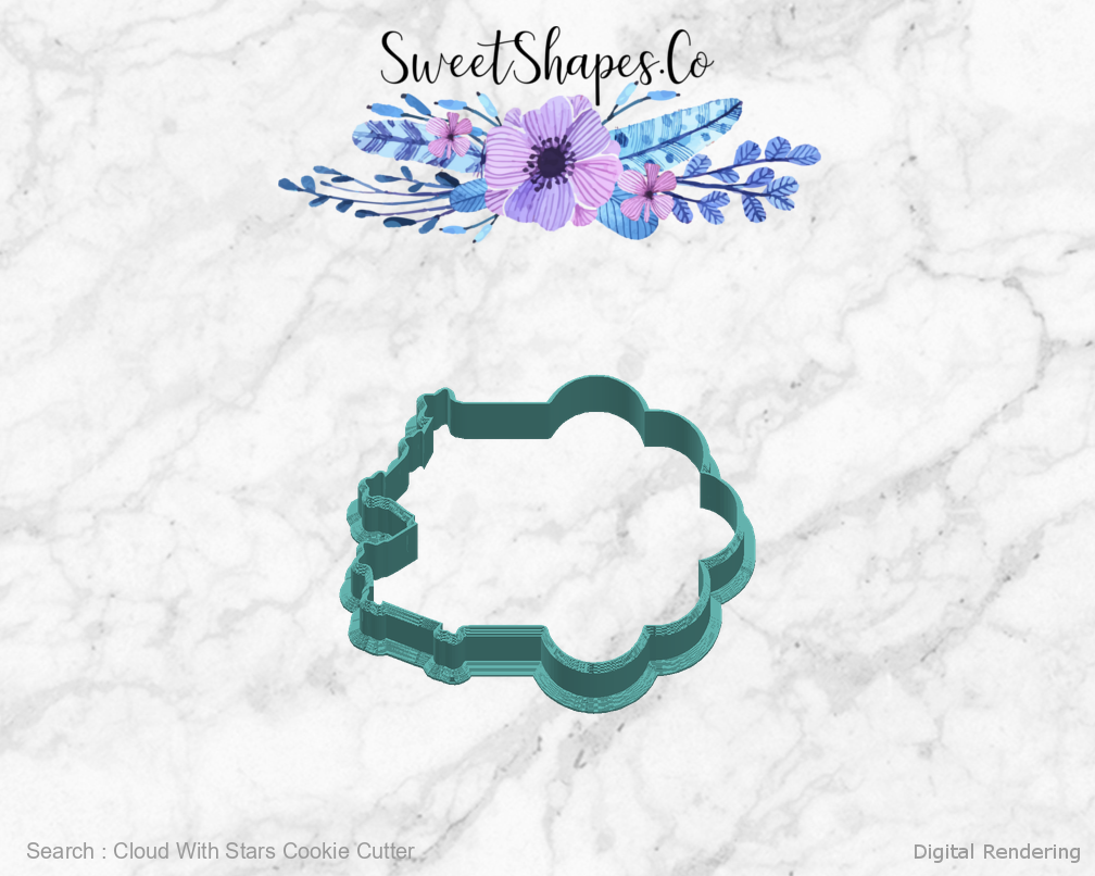 Cloud With Stars Cookie Cutter — right view