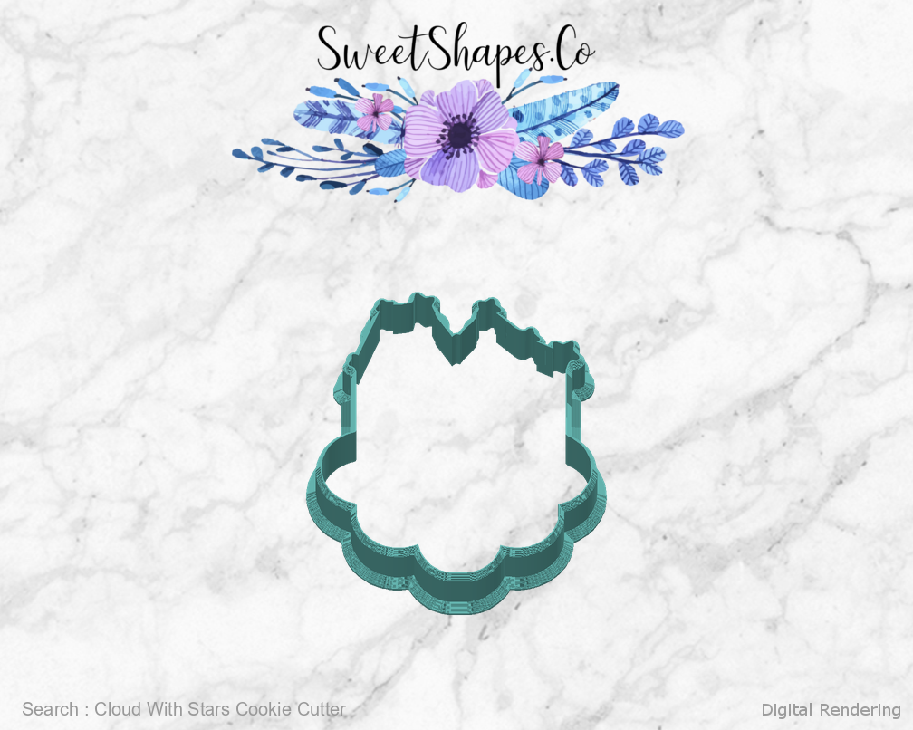 Cloud With Stars Cookie Cutter — back view