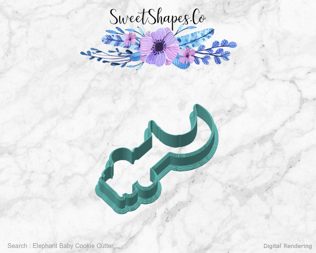 Elephant Baby Cookie Cutter — angled front view