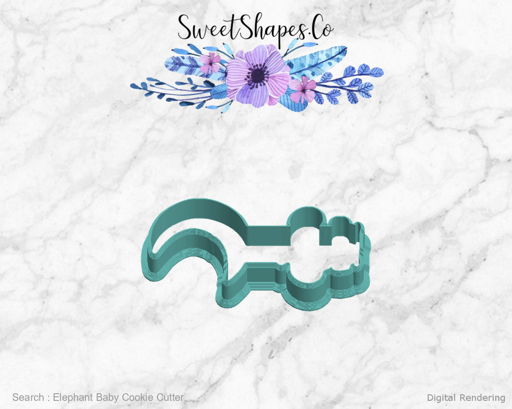 Elephant Baby Cookie Cutter — left view