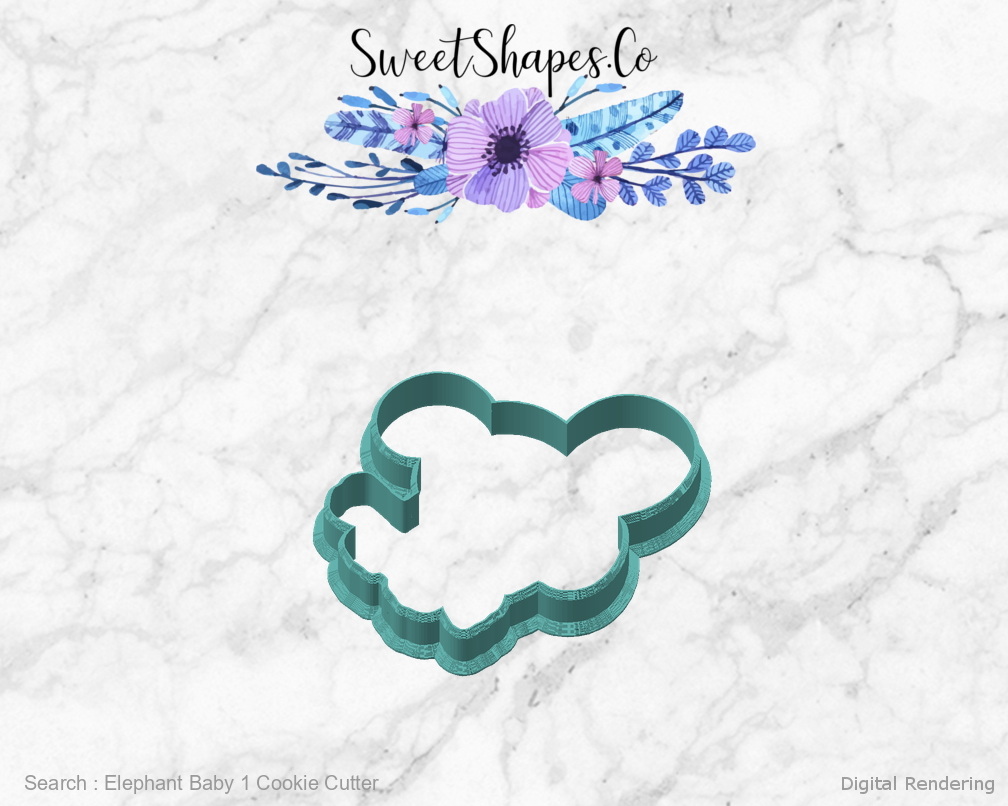 Elephant Baby 1 Cookie Cutter — angled front view